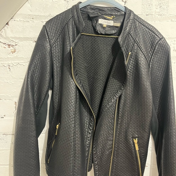 Calvin Klein Women’s Faux Leather Motto Jacket - Medium - Picture 6 of 6